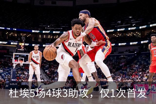 杜埃5场4球3助攻，仅1次首发